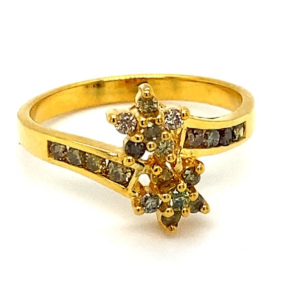 Fancy Diamonds 1.00ct Solid 14K Yellow Gold Ring - Picture 1 of 6